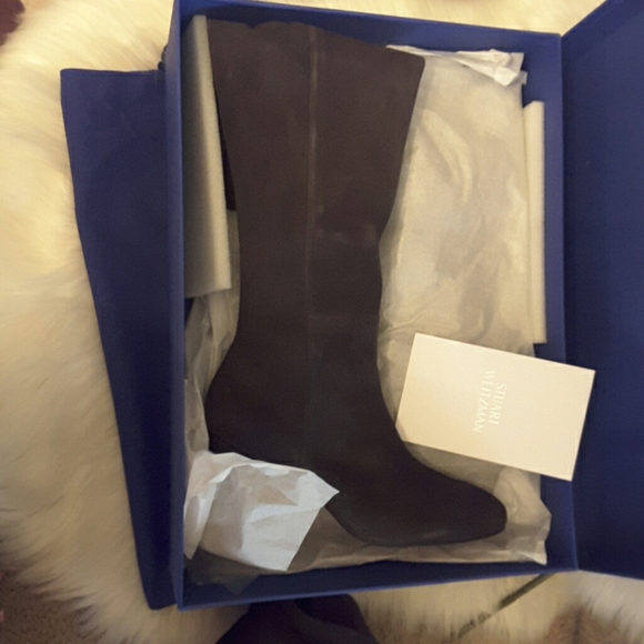 Stuart Weitzman ELOISE 75 ASPHALT SUEDE  BOOT - Picture 3 of 8